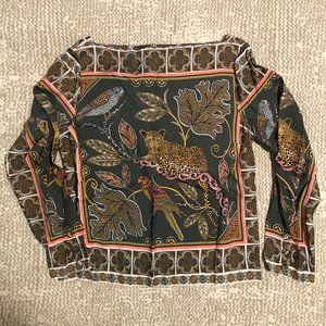 EUC J. Crew Boatneck Top in Ornate Jungle Print Size M